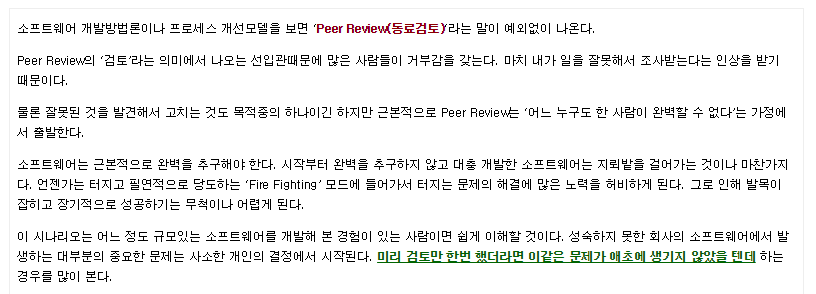 SW개발에서 ‘Peer Review’의 중요성